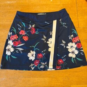 Lady Hagen medium Navy Floral wrap Mini Skirt skort golf activewear athletic EUC